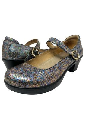 Alegria Iridescent Multi-Color Mary Jane Block Heel Shoes